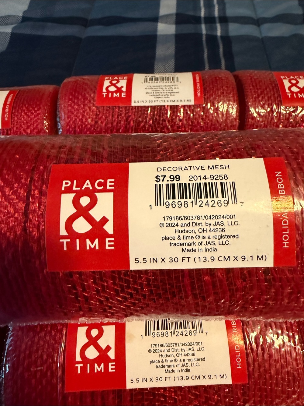 Red Decorative Mesh Ribbon - Holiday Craft Mesh